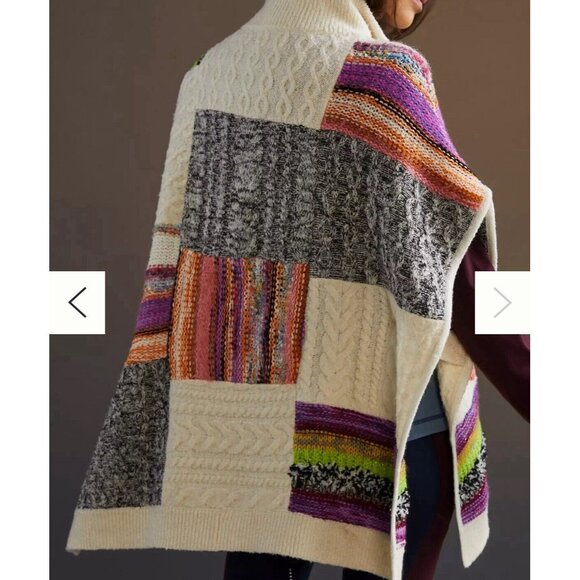 Anthropologie Poncho Womens PatchworkSweater One Size O/S Z87-41 Colorful